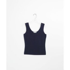 Vintage 90s 00s Faconnable Dark Indigo Navy Blue Tank Top size Small